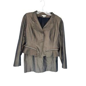 Paule Ka Brown Career Business Office Zipper Dressy Suit Size 6 MISSING BUTTON